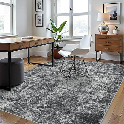 5x7 Area Rugs for Living Room Washable Bedroom Dining Room Black Grey | Modern - Image 3