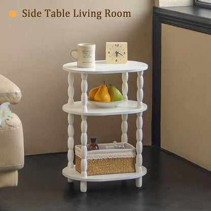 MaxSmeo White Side Table, 3-Tier Small Oval End Table, Modern Night Stand Wood - Image 7