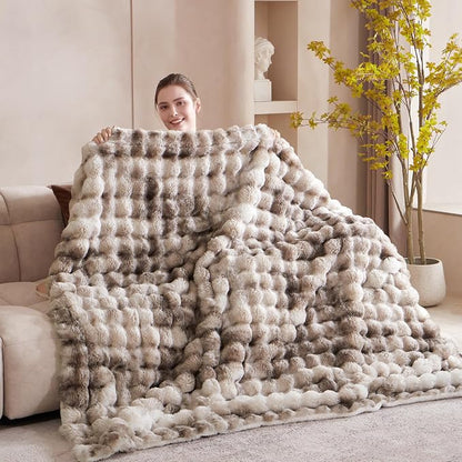 60x80 Inches Ultra-Soft Fuzzy Faux Fur Plush Twin Size Blanket - Image 2