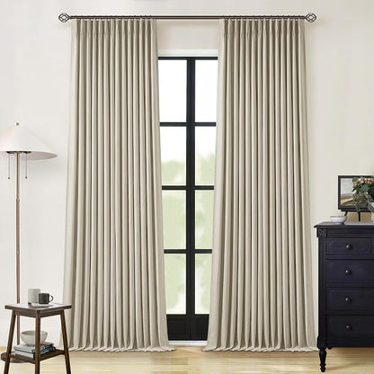 Burlywood Birch 100% Blackout Pinch Pleated Linen Curtains 94 Inches Long | by Twodrapes