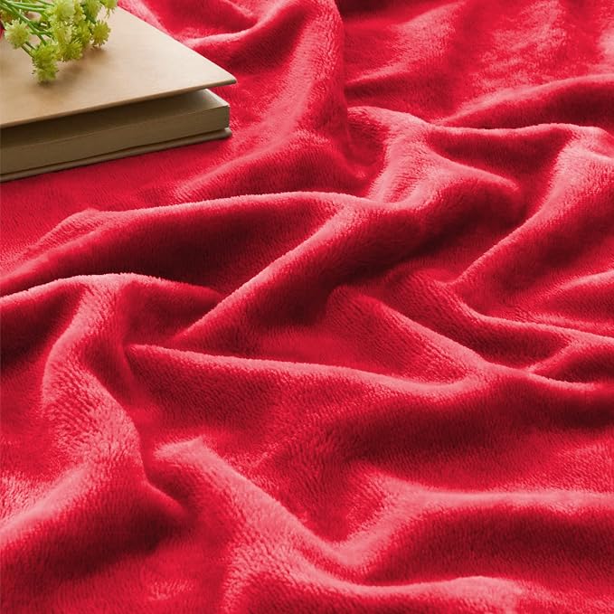 BEDELITE Fleece Blanket Soft Plush Twin Size Blanket Red 60"x80" | Ultra Soft - Image 3
