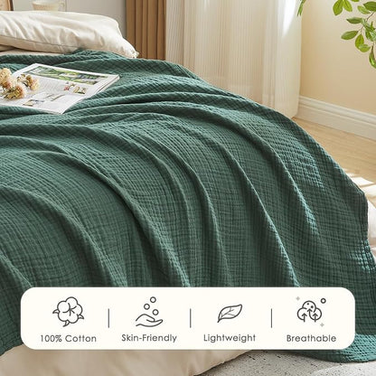 EMME Muslin Blankets for Adults Throw Blanket for Couch Breathable Gauze Soft - Image 4