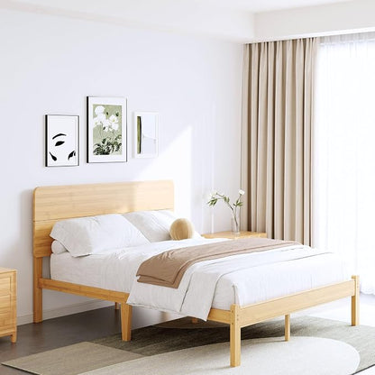 BOSRII 14in High Solid Bamboo Wood Platform Full Size Bed Frame - Image 4