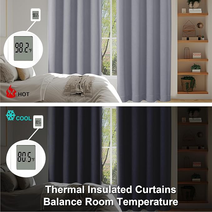 Simplebrand Ava Silver Grey Short 36 Inches Blackout Curtain 2 Panels Set - Image 6