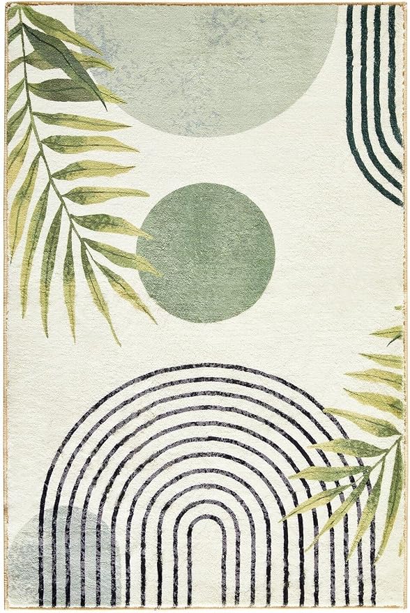RoomTalks Boho Green Cute Bathroom Rugs Bath Mat Non Slip Washable, Modern - Image 7
