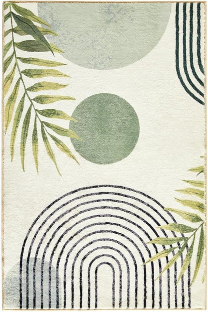 RoomTalks Boho Green Cute 3x5 Small Area Rugs Washable, Modern Abstract - Image 8