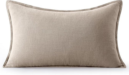MIULEE Decorative Linen Lumbar Pillow Cover 12x20 Inch Natural Linen | Boho - Image 7