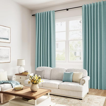 100% Blackout Linen Curtains 90 Inch Length 2 Panels Set - Image 8