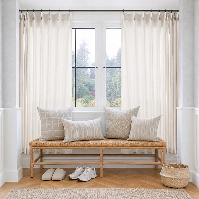 Natural Pinch Pleated Linen Curtains 72 Inches Long 72 Inch Wide | Semi Sheer - Image 8
