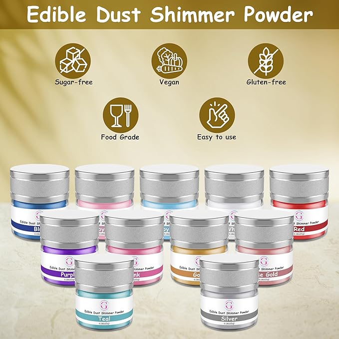 Glitter & Glitz Edible Glitter for Drinks - Premium Drink Glitter Edible Dust for Cocktails, Baking, Brew, Champagne - Luster Dust and Cocktail Glitter - Edible Glitter for Drinks Decoration (Red, 5Grams)