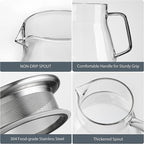 CNGLASS One-Touch Glass Teapot with Stainless Steel Filter Lid,20oz(600ml) Glear Tea Kettle Stovetop Safe,Borosilicate Glass Tea Pots for Loose Leaf Tea