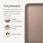 Nonstick 15x10 inch Baking Sheet Set of 2 | PFOA & BPA Free Non Toxic Carbon Steel 10x15 inches Cookie Sheets | Best Non stick Oven Cooking Pans & Jelly Roll Pan | Best Nontoxic Baking Trays