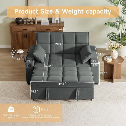 Auvsoce 65" Sleeper Sofa Bed Loveseat, Convertible Couch - Image 2