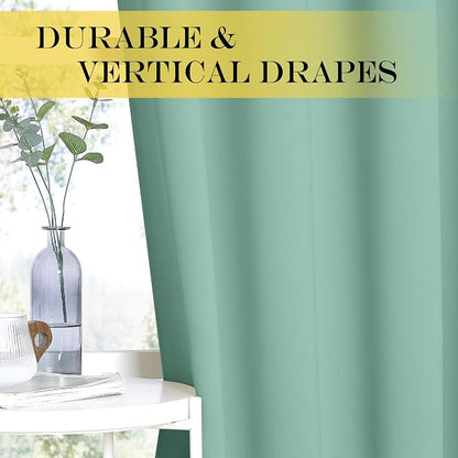 NICETOWN Aqua Blue Blackout Curtains 84 inch Length, Grommet Top Room Darkening - Image 2
