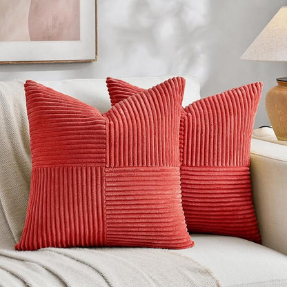 Fancy Homi 2 Packs Red Decorative Throw Pillow Covers 18x18 Inch by Fancy+Homi