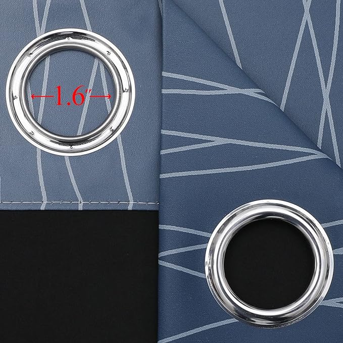 Navy Blue and Greyish White Blackout Curtains - Image 8