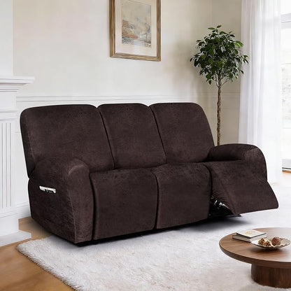 ANARACHON Leather Look Recliner Couch Cover, 8-Pieces Stretch Recliner Sofa - Image 2
