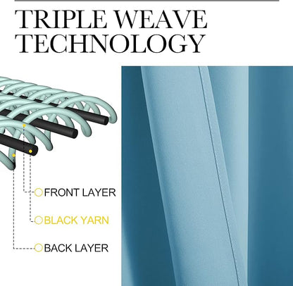 NICETOWN Teal Blue Blackout Curtains 96 inches Length - Image 3