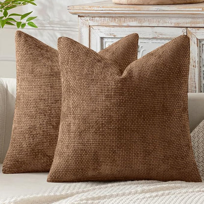 MIULEE Decorative Couch Throw Pillow Covers 18x18 in Golden Brown 2 Pack | by MIULEE