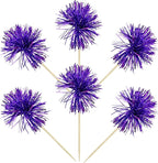 Gyufise 30Pcs Foil Firework Cupcake Toppers Sparkle Tinsel Cake Toppers Tinsel Drink Cake Decoration Cocktail Picks for Birthday Wedding Graduation Party Supplies Dark Purple