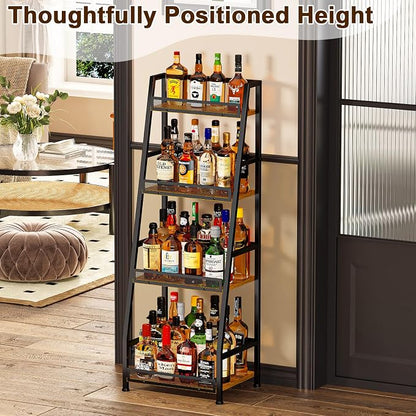 4-Tier Trapezoid Liquor Stand for Home Bar, Stepped Wine Rack Freestanding - Image 3