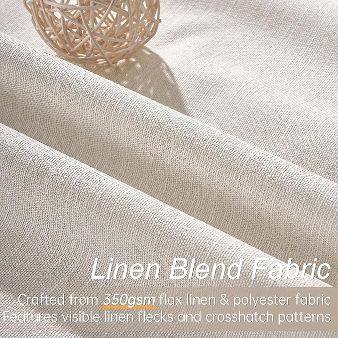 Short Linen Blackout Curtain Tiers 48 Inches Long 2 Panels Set Ivory Birch - Image 2