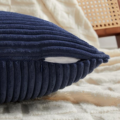 Fancy Homi 2 Packs Navy Blue Lumbar Decorative Throw Pillow Covers 16x32 Inch - Image 3