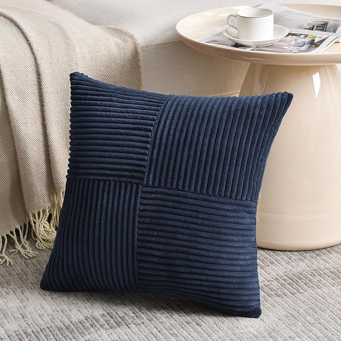 Fancy Homi 2 Packs Navy Blue Big Decorative Throw Pillow Covers 24x24 Inch - Image 2
