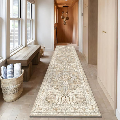 Yamaziot Washable Runner Rug, 3x10 Non-Slip Boho Hallway Kitchen Rug | Stain - Image 7