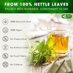FreshDrinkUS, 55 Nettle Leaf Tea Bags, 100% Natural & Pure from Nettle Leaves. Loose Leaf Nettle Herbal Tea. Nettle Leaf Tea. No Sugar, No Caffeine, No Gluten, Vegan.