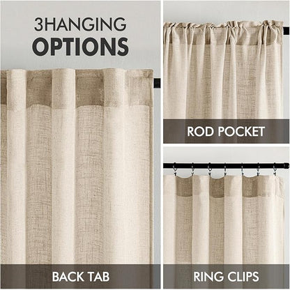 MIULEE Light Taupe Linen Curtains 52x54 Inch Length - Image 3
