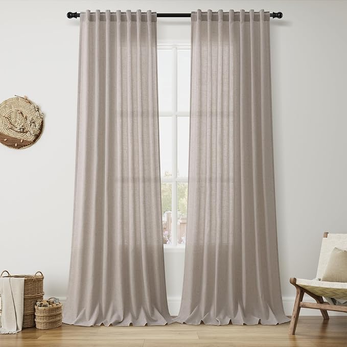 Stone Beige Curtains 90 Inches Long by Nanspring