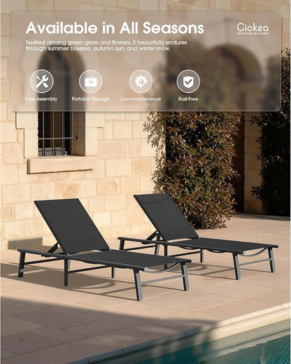 Ciokea Foldable Outdoor Lounge Chair, No Assembly Patio Chaise Lounge Outdoor - Image 8