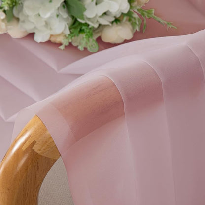 Blush Pink Sheer Valances for Windows 14 Inch Length 2 Pcs, Light Filtering - Image 6
