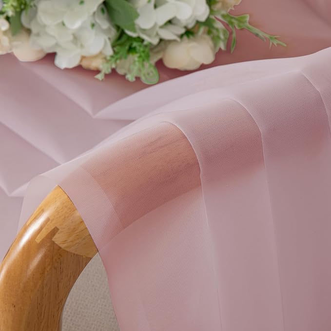 Blush Pink Sheer Curtains 36 inch Length 2 Panels Set, Light Filtering Voile - Image 6