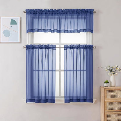 Chyhomenyc Sheer Valances for Windows 2 Pack, Small Window Curtains for Living - Image 2