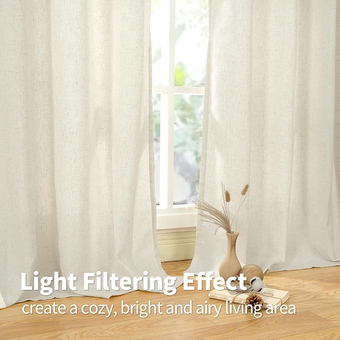 YoungsTex Linen Curtains 54 Inch Length 2 Panels - Image 7