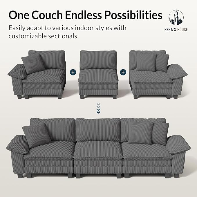HERA'S HOUSE 124" Modular Sectional Sofa, Oversized L Shaped Couches - Image 7