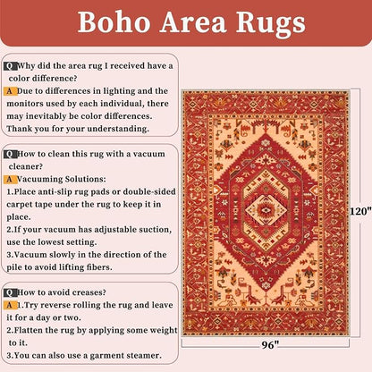 SERISSA 8x10 Washable Non Slip Boho Area Rug - Image 2