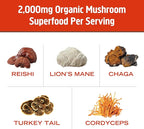 Om Mushroom Superfood Morning Energy Blend Mushroom Powder Drink, Single Serve, 10 Count, Coffee Free Energy Drink with Cordyceps, Vitamin D2, Agaricus Bisporus, Lion's Mane, Rhodiola, and Turkey Tail