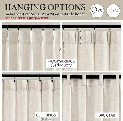 Extra Wide 70 Inch Pinch Pleated Curtains 84 Inch Length 2 Panels Set - Image 4