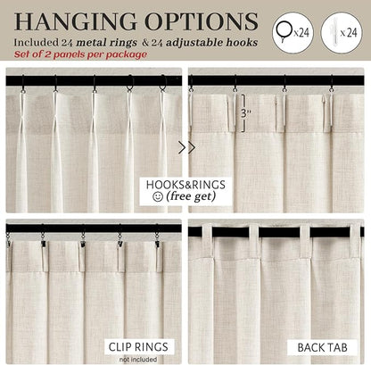 Extra Wide 70 Inch Memory Trained Pinch Pleated Curtains 92 Inches Long - Image 5