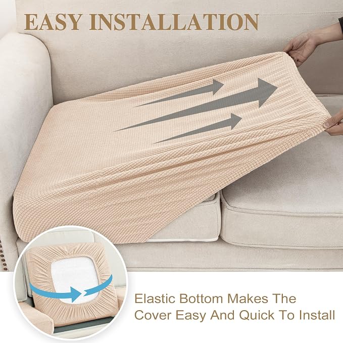 LA MEACK Couch Cushion Covers for Sectional Sofa L Shape Washable Separate Seat - Image 5