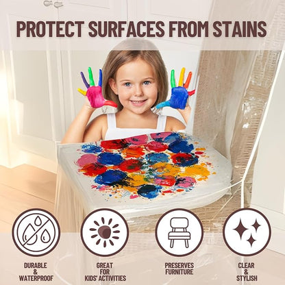 Evelots 8-Pack Clear PVC Dining Chair Covers, Spill-Resistant Protectors | - Image 2