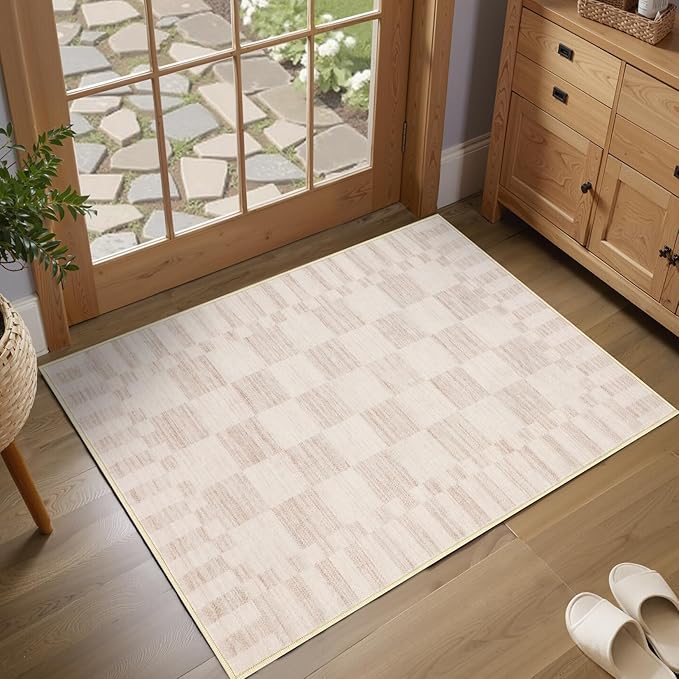 GarveeHome Checkered Washable 2x3 Rug Small Area Rugs Non-Slip by GarveeHome