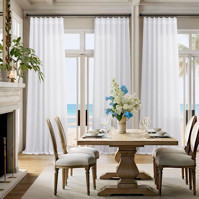 Pitalk White Linen Extra Long Curtains 120 Length - Image 6