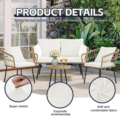 8Pcs Patio Cushion Covers, Outdoor Stretch Cushion Covers, Washable | Stretch - Image 3