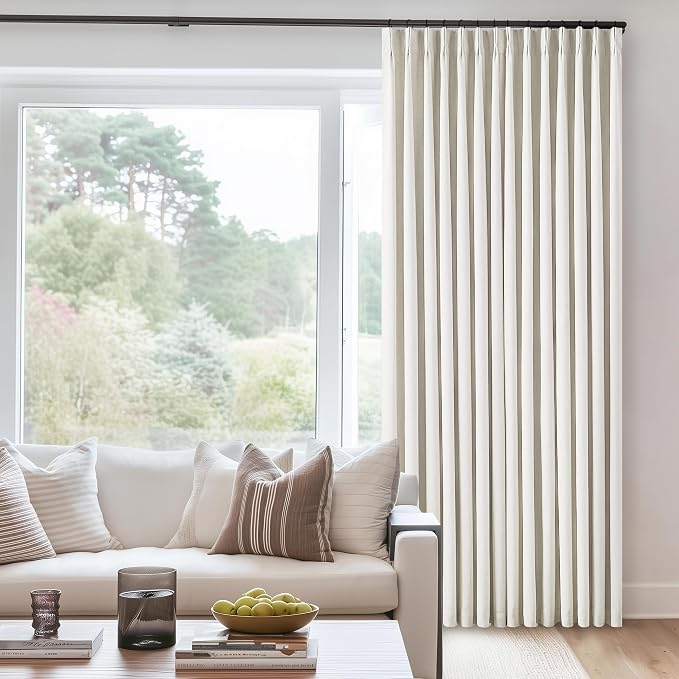 Natural Cream Linen Black Out Curtains 120 Inch Long Pinch Pleat | Room by Twodrapes