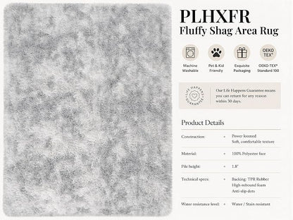 PLHXFR 5x7 Area Rugs Living Room: Fluffy Bedroom Shag Rug Light Grey | Upgrade - Image 4