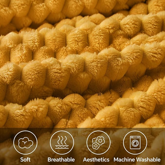 BEDELITE Mustard Yellow Twin Blanket - Image 2
